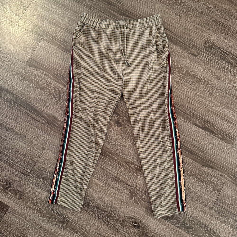 Anthropologie Maeve Bettie Tapered Trousers Sequin Side Stripe